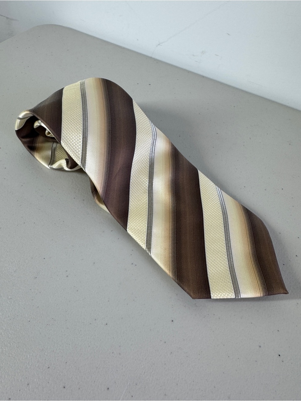 Valentino Cravatte Striped Brown Gold Silk Tie Luxury Designer Classic Wedding - Picture 3 of 13